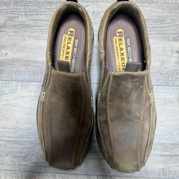 Skechers Brown Leather Loafers Men's Size 13 - Picture 2 of 7